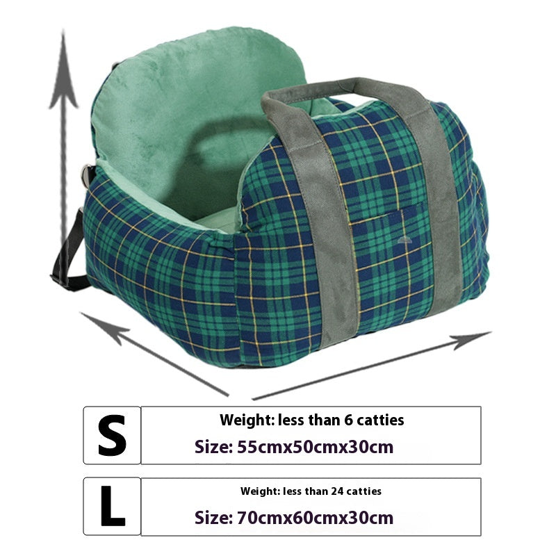 HKM-4966717 Portable Dog Nest in Green or Pink Plaid Fabric for Small Dogs