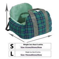 HKM-4966717 Portable Dog Nest in Green or Pink Plaid Fabric for Small Dogs