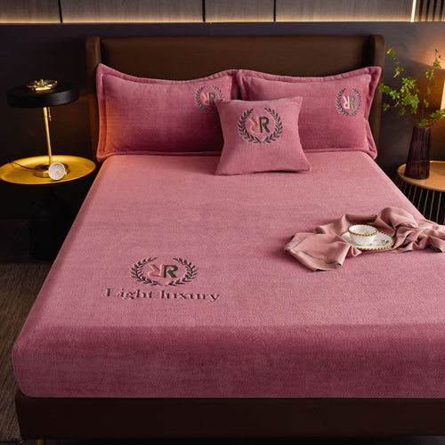 HKM-496723 Heavyweight Solid Color Class A Anti-Static Milk Fiber Fitted Sheet with Pillowcases - Multiple Sizes Available