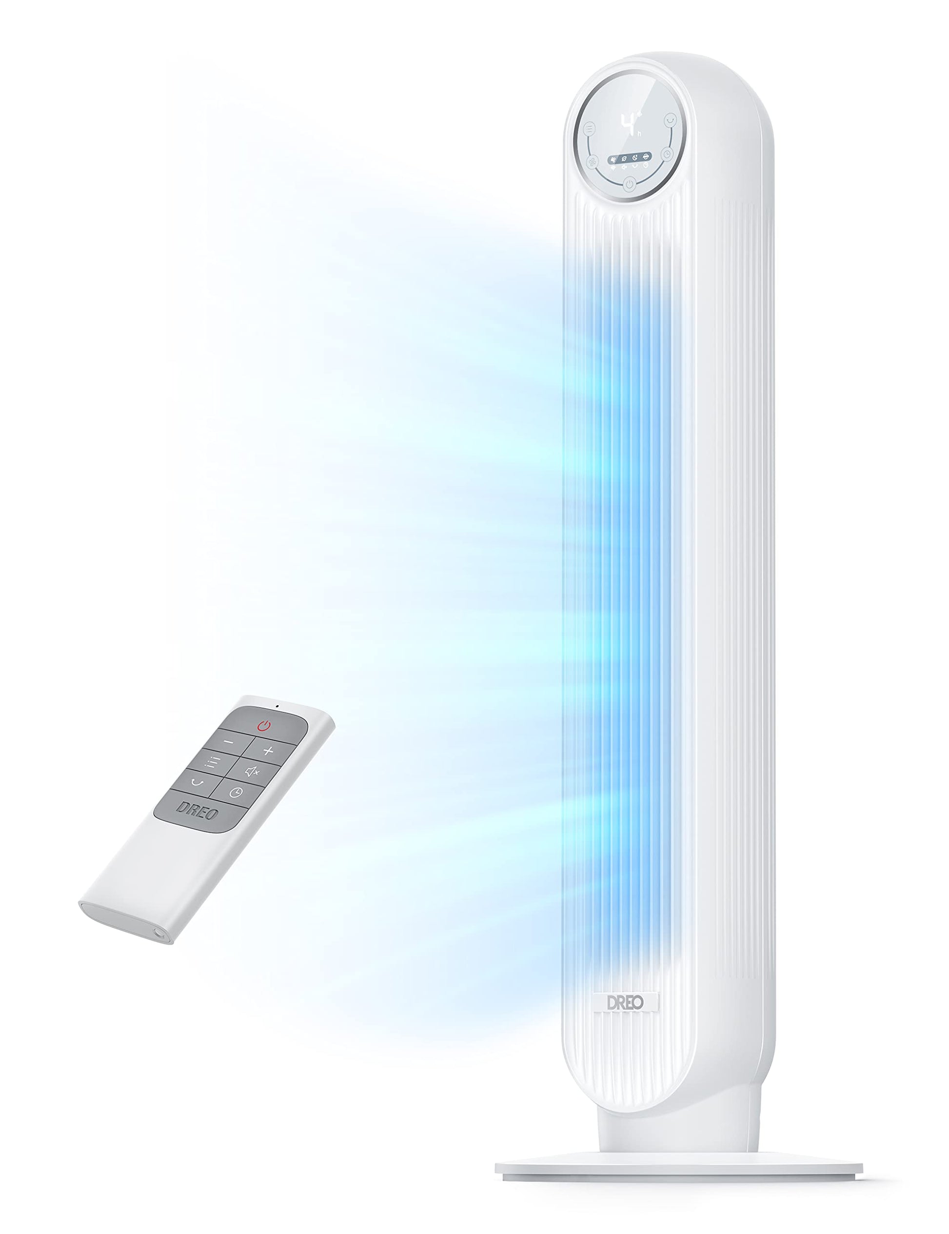 HKM-4967763 2026 DC Motor Tower Fan, 28ft/s High Velocity, 20dB Ultra Quiet, 8 Speeds, 4 Modes, 90° Oscillation, Bladeless, Remote Control, White