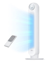 HKM-4967763 2026 DC Motor Tower Fan, 28ft/s High Velocity, 20dB Ultra Quiet, 8 Speeds, 4 Modes, 90° Oscillation, Bladeless, Remote Control, White