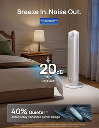 HKM-4967763 2026 DC Motor Tower Fan, 28ft/s High Velocity, 20dB Ultra Quiet, 8 Speeds, 4 Modes, 90° Oscillation, Bladeless, Remote Control, White