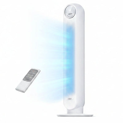 HKM-4967763 2026 DC Motor Tower Fan, 28ft/s High Velocity, 20dB Ultra Quiet, 8 Speeds, 4 Modes, 90° Oscillation, Bladeless, Remote Control, White