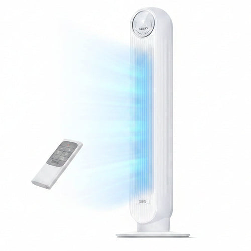 HKM-4967763 2026 DC Motor Tower Fan, 28ft/s High Velocity, 20dB Ultra Quiet, 8 Speeds, 4 Modes, 90° Oscillation, Bladeless, Remote Control, White