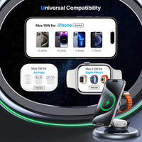 HKM-496787 3-in-1 Magnetic Wireless Charging Station for Apple Devices - Fast Charging Stand for iPhone, iWatch, and AirPods