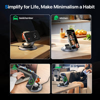 HKM-496787 3-in-1 Magnetic Wireless Charging Station for Apple Devices - Fast Charging Stand for iPhone, iWatch, and AirPods