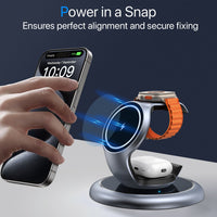 HKM-496787 3-in-1 Magnetic Wireless Charging Station for Apple Devices - Fast Charging Stand for iPhone, iWatch, and AirPods