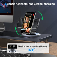 HKM-496787 3-in-1 Magnetic Wireless Charging Station for Apple Devices - Fast Charging Stand for iPhone, iWatch, and AirPods