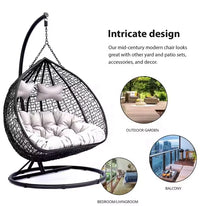 HKM-496787 Double Seated PE Rattan Metal Stand Outdoor Hanging Swing Egg Chair for Garden