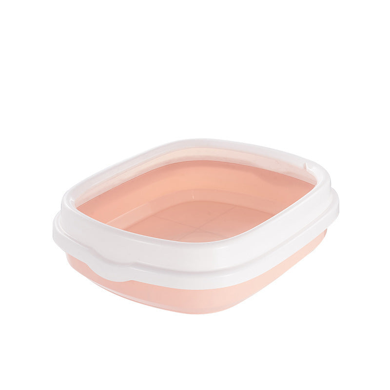 HKM-4968125 Cat Litter Box with Scoop – Anti-Splash Design, Semi-Closed Plastic Pet Toilet in Pink, Blue, or Gray
