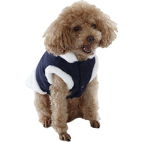 HKM-4968637 Warm Plush Dog Vest with Fur Collar - Soft, Comfortable Pet Clothing in Pink, Navy Blue, Gray, Sizes S-XL
