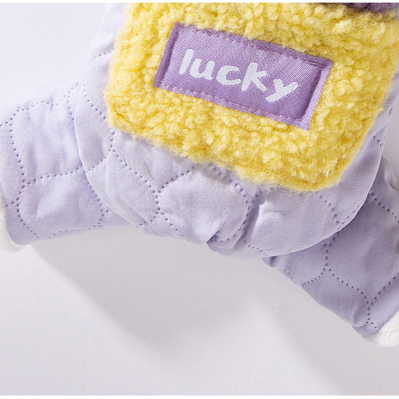 HKM-4969021 Cozy Cotton Dog Outfit with Pockets and 3D Bear Ears for Winter Adventures