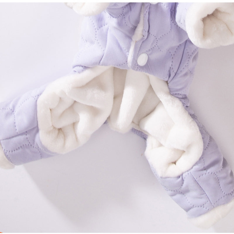 HKM-4969021 Cozy Cotton Dog Outfit with Pockets and 3D Bear Ears for Winter Adventures