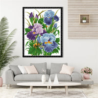 HKM-496915 Iris Flower Cross Stitch Small Embroidery Painting in Ecological Cotton