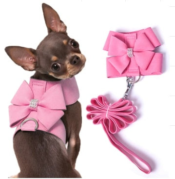 HKM-4969533 Bling Rhinestone Dog Harness for Small and Medium Dogs - Soft Microfiber Fabric in Pink, Blue, and Orange