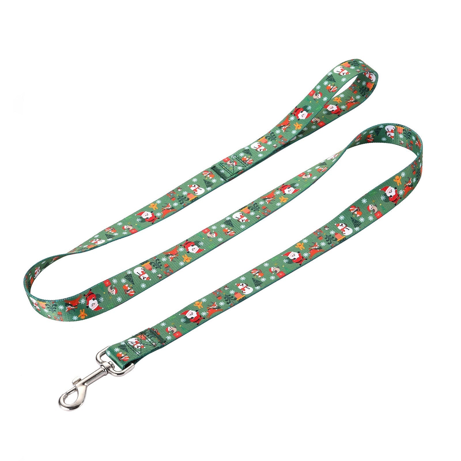 HKM-4970045 Christmas-Themed Pet Collar and Leash Set - Red and Green Polyester Options