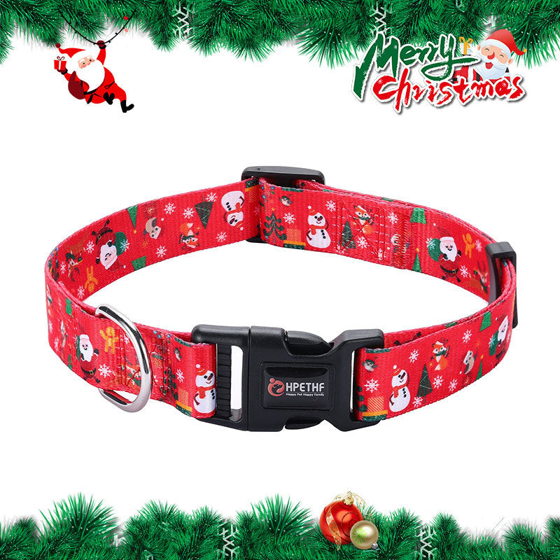HKM-4970045 Christmas-Themed Pet Collar and Leash Set - Red and Green Polyester Options