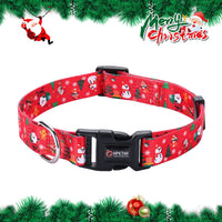 HKM-4970045 Christmas-Themed Pet Collar and Leash Set - Red and Green Polyester Options