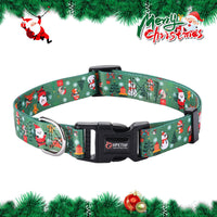 HKM-4970045 Christmas-Themed Pet Collar and Leash Set - Red and Green Polyester Options