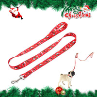 HKM-4970045 Christmas-Themed Pet Collar and Leash Set - Red and Green Polyester Options