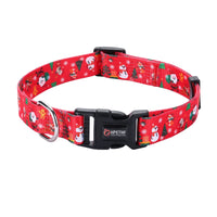 HKM-4970045 Christmas-Themed Pet Collar and Leash Set - Red and Green Polyester Options