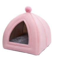 HKM-4970301 Cozy Closed Cat House - Portable Wool Indoor Nest for Small to Medium Pets
