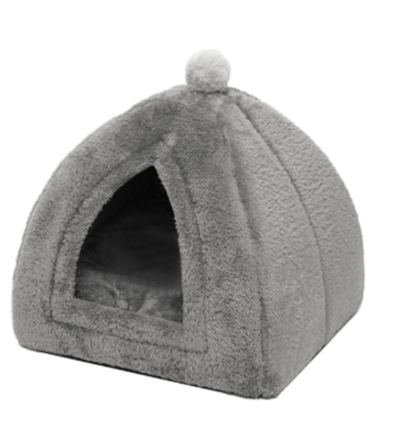 HKM-4970301 Cozy Closed Cat House - Portable Wool Indoor Nest for Small to Medium Pets