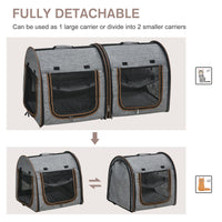 HKM-4972477 Portable Soft-Sided Cat Carrier with Divider and Two Compartments, Padded Design, Grey