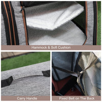 HKM-4972477 Portable Soft-Sided Cat Carrier with Divider and Two Compartments, Padded Design, Grey