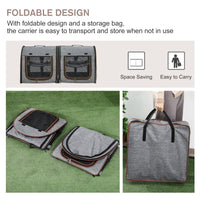HKM-4972477 Portable Soft-Sided Cat Carrier with Divider and Two Compartments, Padded Design, Grey