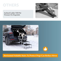 HKM-4973501 Foldable Dog Ramp for Large Pets, Lightweight Aluminum, Non-Slip Surface, Supports Up to 250lbs, Easy Setup for Cars and SUVs