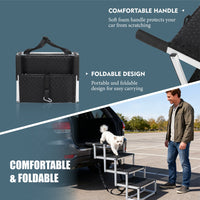 HKM-4973501 Foldable Dog Ramp for Large Pets, Lightweight Aluminum, Non-Slip Surface, Supports Up to 250lbs, Easy Setup for Cars and SUVs
