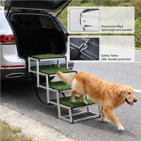 HKM-4973501 Foldable Dog Ramp for Large Pets, Lightweight Aluminum, Non-Slip Surface, Supports Up to 250lbs, Easy Setup for Cars and SUVs