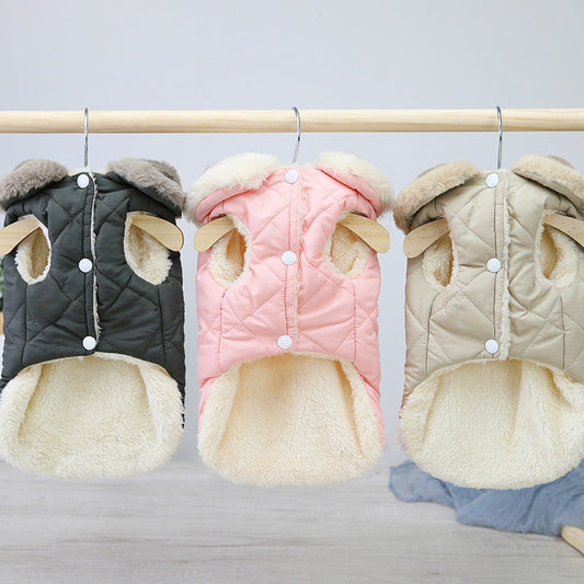 HKM-4974653 Casual Quilted Jacket for Small Dogs - Soft Cotton and Plush Lining, Multiple Colors and Sizes Available