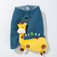 HKM-4974781 Warm Fleece Lined 3D Deer Denim Pullover Vest for Small Dogs and Cats