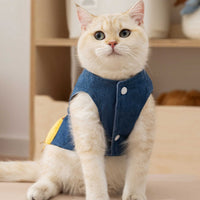 HKM-4974781 Warm Fleece Lined 3D Deer Denim Pullover Vest for Small Dogs and Cats