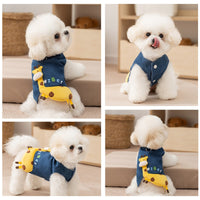 HKM-4974781 Warm Fleece Lined 3D Deer Denim Pullover Vest for Small Dogs and Cats