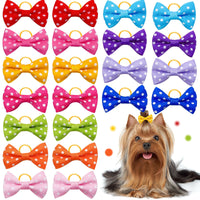 HKM-4975037 Polka Dot Bow Hair Scrunchies for Pets - 50 Pack Rubber Band Accessories