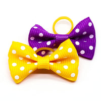 HKM-4975037 Polka Dot Bow Hair Scrunchies for Pets - 50 Pack Rubber Band Accessories