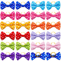 HKM-4975037 Polka Dot Bow Hair Scrunchies for Pets - 50 Pack Rubber Band Accessories
