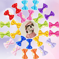 HKM-4975037 Polka Dot Bow Hair Scrunchies for Pets - 50 Pack Rubber Band Accessories