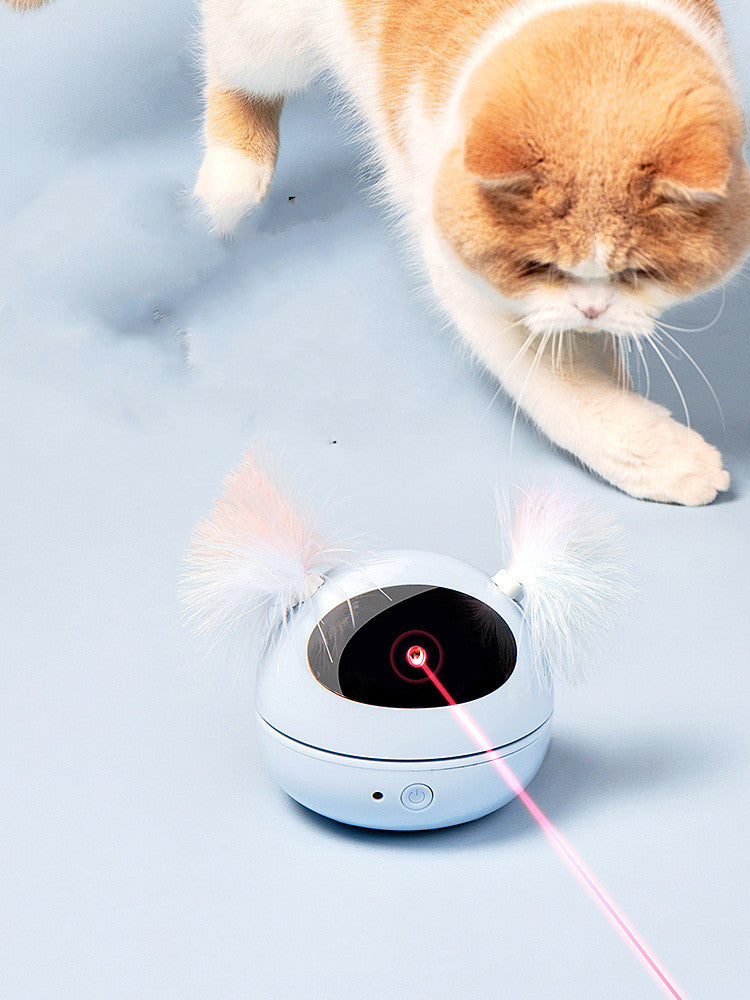 HKM-4976829 Interactive Automatic Laser Cat Toy - Robot Bag - Engaging Play for Cats - Available in White, Pink, and Blue