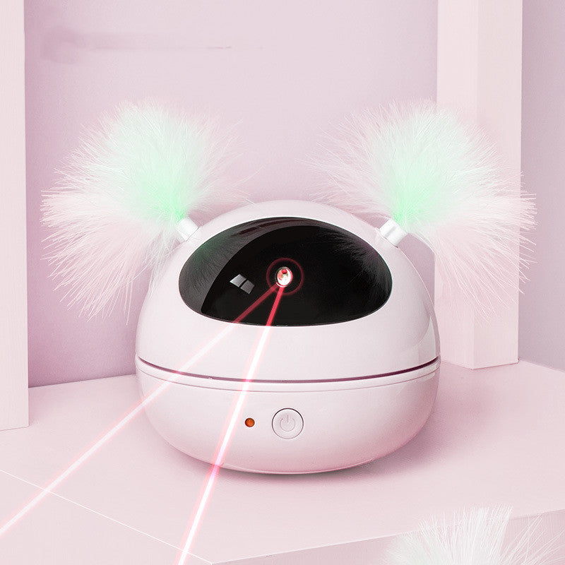 HKM-4976829 Interactive Automatic Laser Cat Toy - Robot Bag - Engaging Play for Cats - Available in White, Pink, and Blue