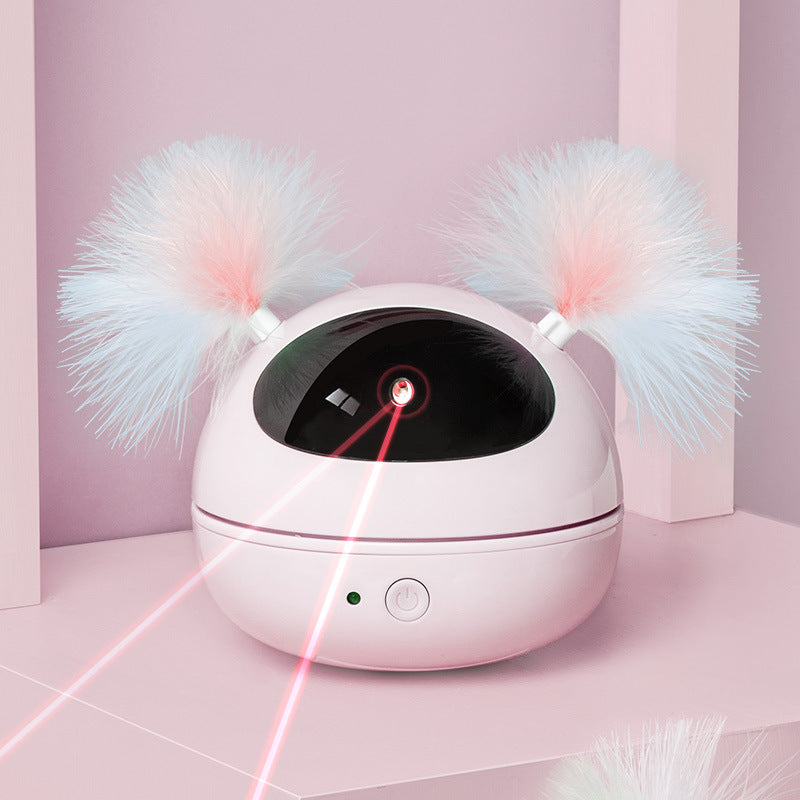 HKM-4976829 Interactive Automatic Laser Cat Toy - Robot Bag - Engaging Play for Cats - Available in White, Pink, and Blue