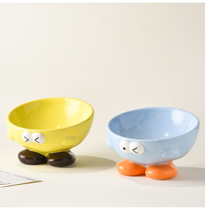 HKM-4977469 Elevated Ceramic Pet Bowl for Cats and Dogs - Ergonomic Design for Comfort and Cervical Spine Support