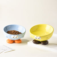 HKM-4977469 Elevated Ceramic Pet Bowl for Cats and Dogs - Ergonomic Design for Comfort and Cervical Spine Support