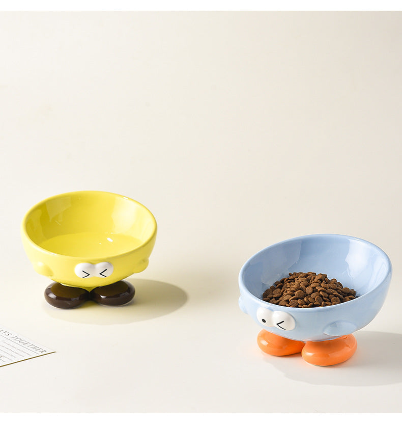 HKM-4977469 Elevated Ceramic Pet Bowl for Cats and Dogs - Ergonomic Design for Comfort and Cervical Spine Support