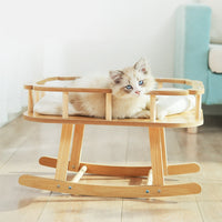 HKM-4977597 Wooden Cat Nest Pet Hammock Swinging Bed - Simple Rocking Design without Cushion