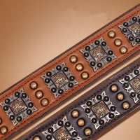 HKM-4977981 Premium Cowhide Rivet Dog Collar for Large and Extra Large Dogs, Black or Brown, Durable Design