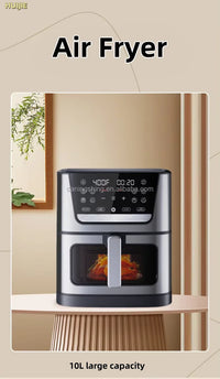 HKM-497811 10L Multi-Functional Oil-Free Air Fryer with Digital Controls for Quick Cooking of Pizza and More